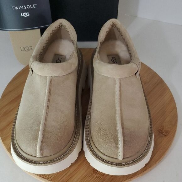 UGG Tasman Lug Slipper Loafer Shoes MEN US 8/ EU 41 Suede Twinsole Mustard Seed - Picture 3 of 14